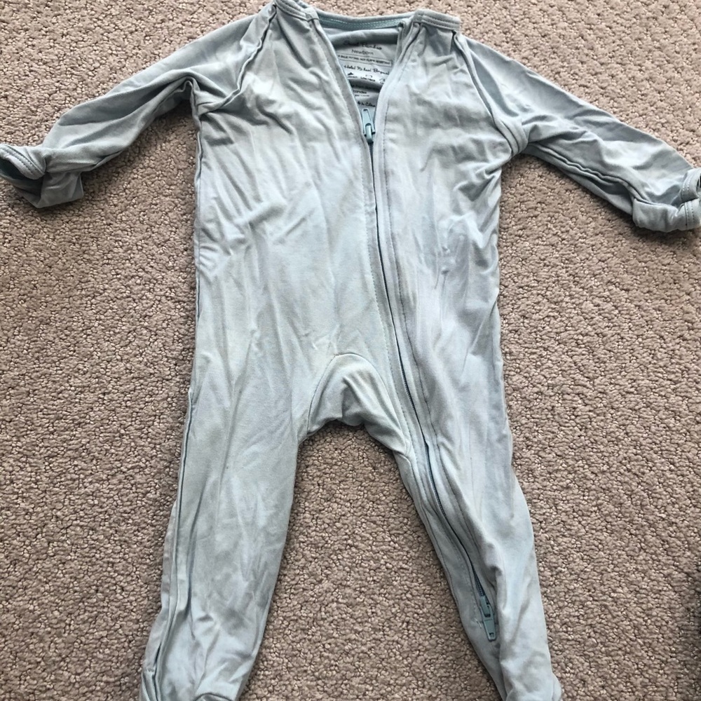 Sweet Bamboo blue zippered footie (size Newborn)